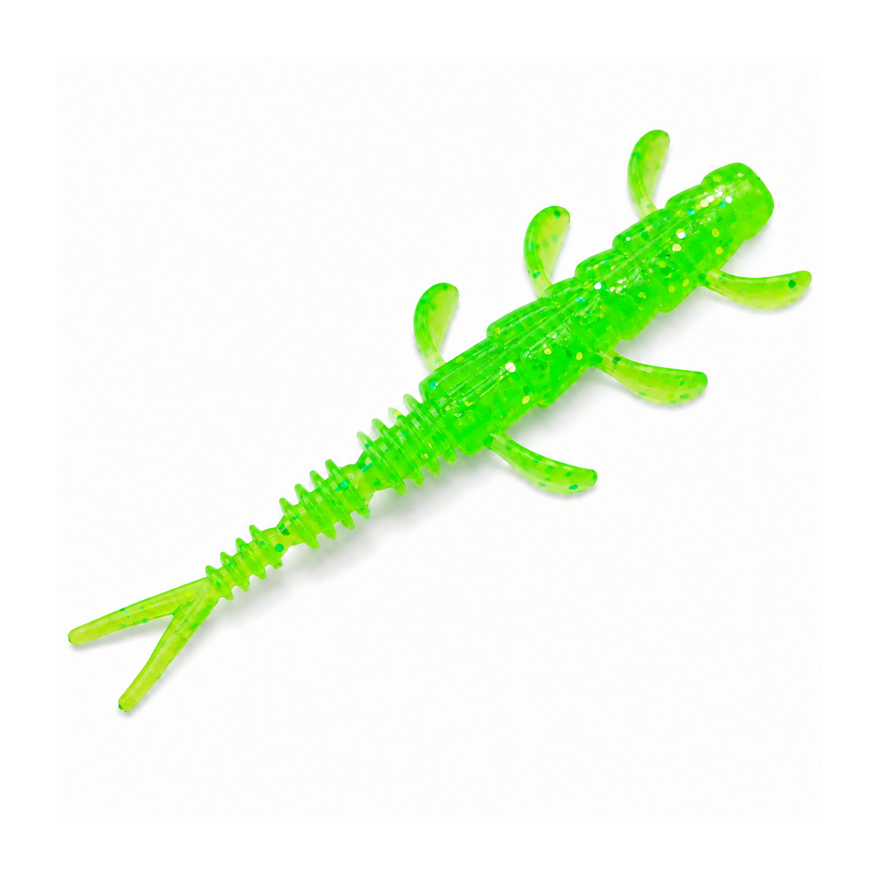 2-Inch Minnopede Panfish Soft Plastic in Portal Gun Green by Panfish Slayers